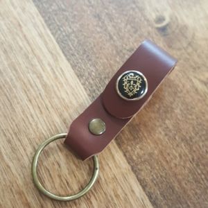 New men's leather snap close key fob